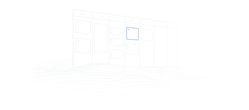 Line drawing: a week planner stands on lit ground, with jobs set out across its seven day columns, one of them in blue, and the last two days empty.