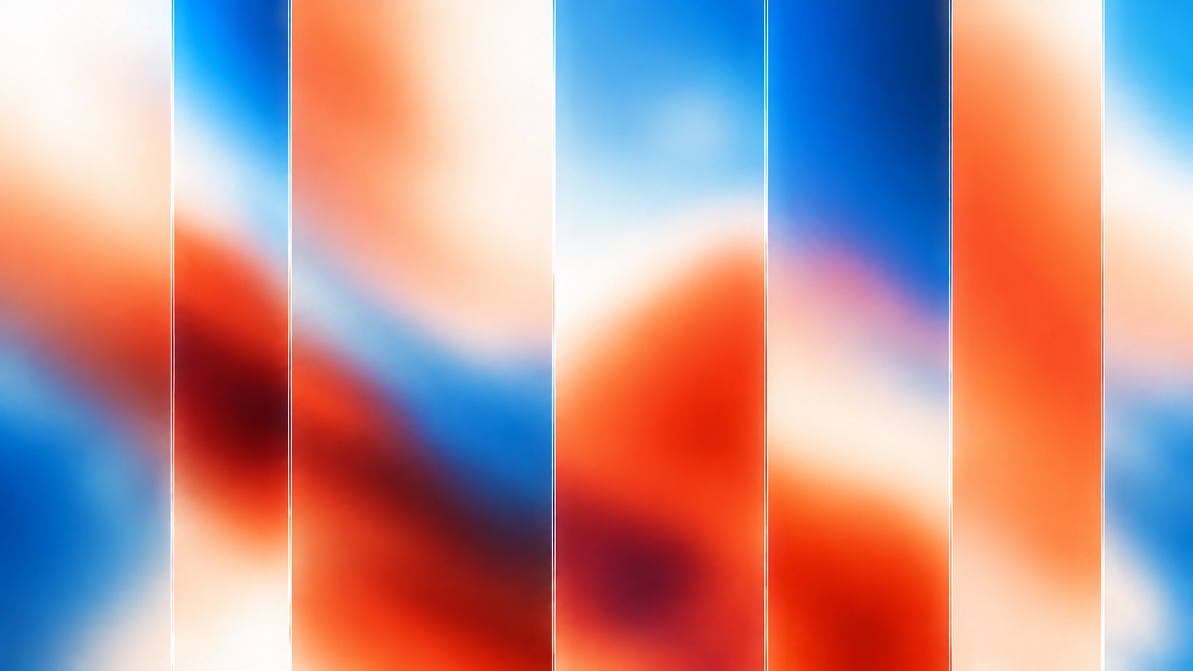Blue and orange light through tall glass columns